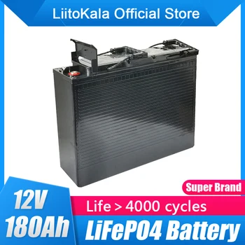 LiitoKala 12V LiFePO4 Аккумулятор 180Ah Для Кемперов на колесах Водонепроницаемые Батареи для Гольф-кара 4000 Циклов Автономной солнечной энергии для бездорожья 100ABMS