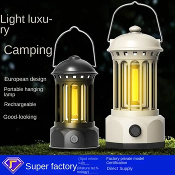 Портативная походная лампа на открытом воздухе, многофункциональная перезаряжаемая походная лампа, водонепроницаемая пылезащитная атмосфера.