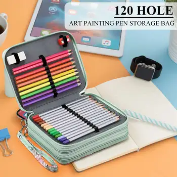 Цветной пенал на 120 слотов с отделениями, держатель для карандашей для акварели