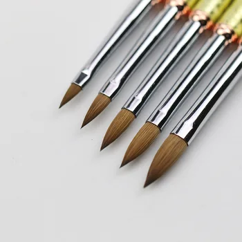 Набор кистей для маникюра с металлической ручкой, акриловые кисти для нанесения УФ-гель-лака, ручка для подкладки ногтей