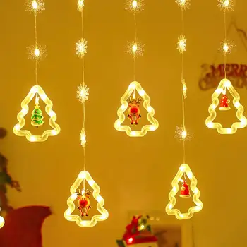 Гирлянда для занавесок Лампа для занавесок для помещений Лампа-гирлянда с дистанционным управлением 8 режимов Рождественские украшения Принадлежности для новогодних вечеринок
