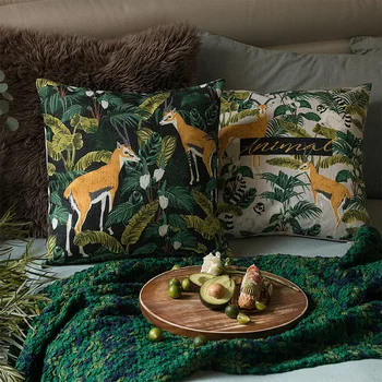 Подушка из полипропиленового хлопка, американская смешанная Легкая Роскошная подушка для спинки дивана в гостиной в стиле Ins, Прикроватная подушка для талии, цветок растения 45x45 см