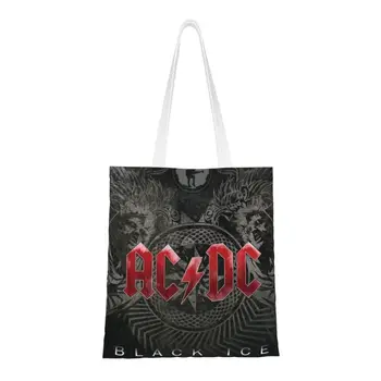 Изготовленные на заказ холщовые сумки для покупок с музыкой хэви-метал переменного тока постоянного тока, женские прочные продуктовые сумки для покупок австралийской рок-группы