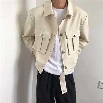 Весеннее пальто премиум-класса, мужские короткие топы, модный дизайн с большим двойным нагрудным карманом, Корейская Нишевая популярная куртка-бомбер для пары