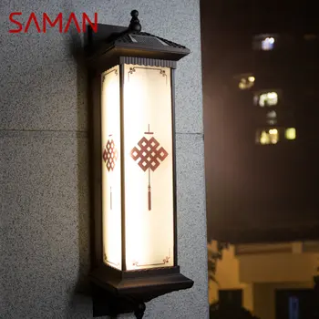 Солнечный настенный светильник SAMAN для творчества на открытом воздухе, бра с китайским узлом, светодиодный Водонепроницаемый IP65 для дома, виллы, балкона, двора