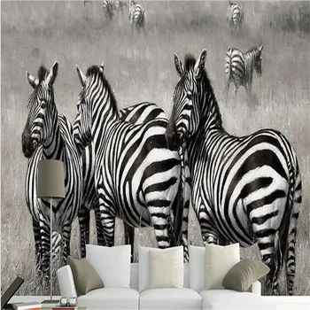 beibehang Индивидуальные 3D фотообои Европейские простые фотографии зебры телевизор гостиная диван настенные обои