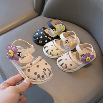 Сандалии для девочек, детская обувь, летние детские сандалии, детская обувь с цветочным рисунком, Прогулочная обувь на мягкой подошве, обувь маленькой принцессы для новорожденной девочки