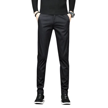 Повседневные брюки 2021 года, мужские осенние облегающие прямые длинные брюки, мужская корейская версия трендовых деловых маленьких брюк
