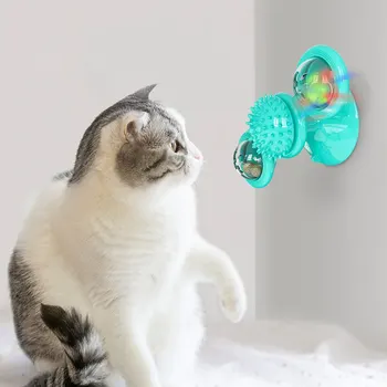 Игрушка-ветряная мельница для кошек, портативные вращающиеся интерактивные принадлежности для ухода за домашними животными, игрушки для кошек на присоске, поворотный стол
