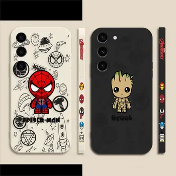 Чехол для телефона Marvel Spider-Man Groot Для Samsung Galaxy S23 S22 S21 S20 FE S11 S11E S10 S9 S30 Ultra Plus 4G 5G Цветной Жидкий Чехол