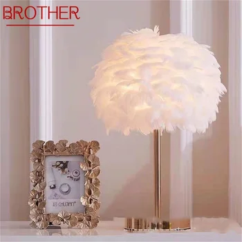 Настольные лампы BROTHER Creative, современный светильник с перьями для оформления гостиной, спальни