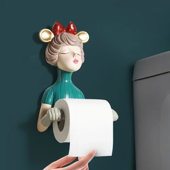 Nordic Ins Креативная девушка из смолы Вешалка для бумажных полотенец Домашняя Гостиная Ванная Комната Кухня Настенная Вешалка для полотенец Подвесной декор для ванной комнаты