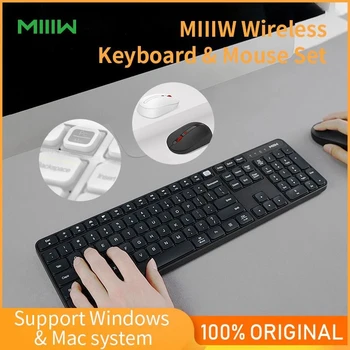 2022 Новый набор мыши и клавиатуры Xiaomi MIIIW Wireless Mute, 2 цвета, 104 клавиши, беспроводной приемник 2.4 G, двойная система переключения Office