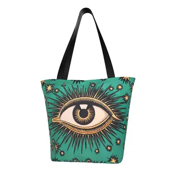 Сумки для покупок All Seeing Eye Art, холщовая сумка для покупок, большая вместительная прочная сумка Evil Mystic Eyes