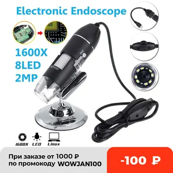 1600X/1000X 2MP 1080P 8 СВЕТОДИОДНЫЙ Цифровой Микроскоп Type-C/Micro USB Лупа Электронный Стерео USB Эндоскоп Для Телефона ПК