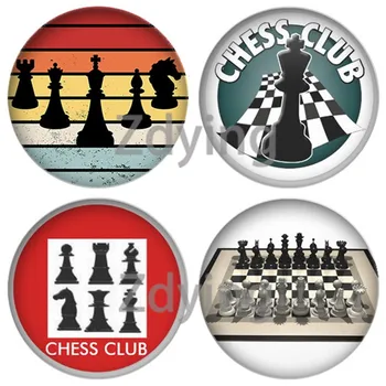 Zdying I Love Chess Art Шахматная доска с круглым стеклом и кабошоном, Шахматные фигуры, демонстрация фотографий, Заготовка для подставки с плоской спинкой, выводы для изготовления заготовок