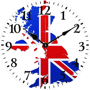 Изготовленные на заказ Большие часы с Британским флагом, домашний декор для гостиной, Круглые настенные часы, Кварцевые Настольные часы, Украшение стен детской спальни