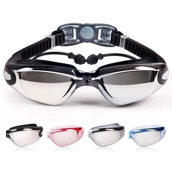 Очки для плавания Мужские Женские Профессиональные очки для бассейна Взрослые с защитой от запотевания, ультрафиолета, оптические водонепроницаемые очки для плавания с затычкой для ушей