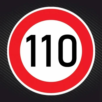 Ограничение скорости (110 км), Ø 16 см Самоклеящаяся наклейка на автомобиль, водонепроницаемый автомобильный декор 10 см