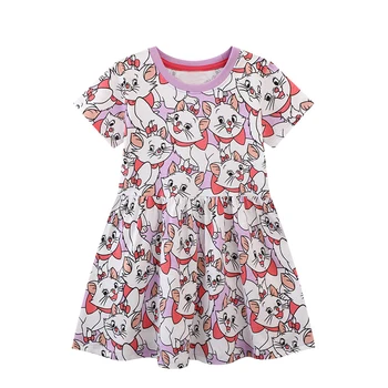новое стильное детское летнее платье из высококачественного хлопка с короткими рукавами в виде кошки 2T 3T 4T 5T