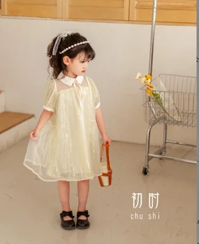 2023 новое платье принцессы для девочек, летние модные платья-жилетки для девочек 2-8 лет E330