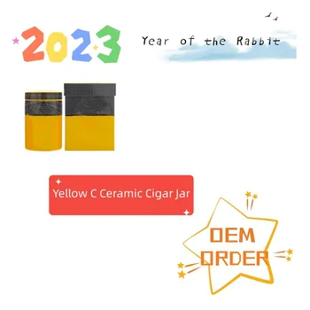 Желтая керамическая банка для хьюмидора для сигар C