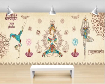 beibehang papel de parede обои Настенная роспись фоновая стена в танцевальном зале зала йоги с ручной росписью hudas beauty