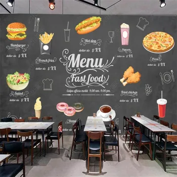 Изготовленные на заказ обои для закусочной burger pizza в стиле вестерн, декор ресторана быстрого питания, настенная роспись, самоклеящиеся обои Papel De Parede 3D