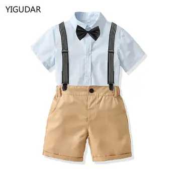 Комплекты одежды для маленьких мальчиков, одежда для новорожденных мальчиков, Шорты, топы с рукавами + комбинезоны, летняя одежда Bebes из 2 предметов