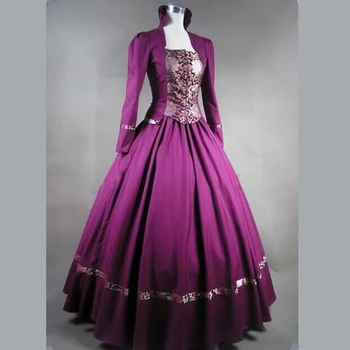 Фиолетовое готическое Викторианское бальное платье, косплей-костюм принцессы, Фиолетовое платье в стиле рококо, женское ретро-платье королевы