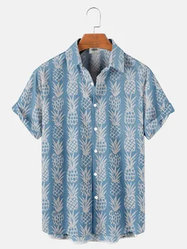 Европейская и американская модная мужская рубашка с короткими рукавами, летний тренд, повседневный 3D принт с цветами растений, большой размер