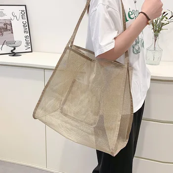 Брендовая дизайнерская женская сумка из выдалбливаемой сетки, простая сумка через плечо, Большая сумка-тоут, тренд 2023 года
