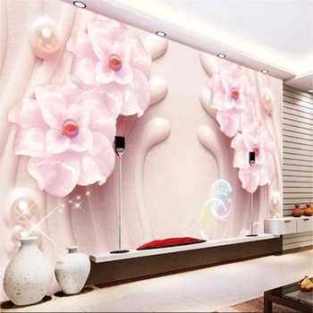 beibehang Большие обои на заказ, 3D-роспись с тиснением в виде модных цветов, спальня, гостиная, диван, ТВ-фон papel de parede