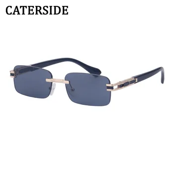 2023 Новые солнцезащитные очки без оправы Мужские прямоугольные Винтажные солнцезащитные очки с градиентом для вождения, ретро Квадратные Модные уличные очки UV400