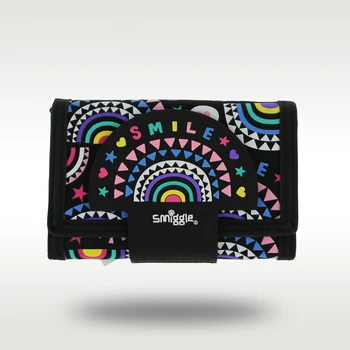 Австралия Smiggle Оригинальный детский кошелек для девочек, черный радужный кошелек для монет, футляр для карт, клатч Kawaii, 5 дюймов