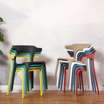 Пластиковый стул с утолщением, мебель для дома, обеденные стулья, стул со спинкой, Скандинавский креативный обеденный стол и стул для кафе, роговые стулья для отдыха