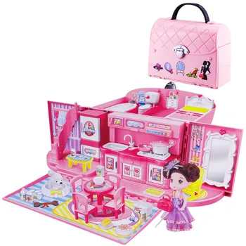 Вилла принцессы, кукольный домик своими руками, сумочка, кукольный домик, милые миниатюры, детская вилла, кухня, светомузыкальные игрушки, костюм для детских подарков