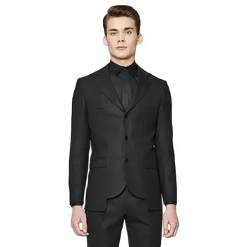 Высококачественные Черные мужские костюмы Slim Fit, 2 предмета, блейзер с неровным подолом, брюки/Модный дизайн, Сшитый на заказ Классический комплект официальной мужской одежды