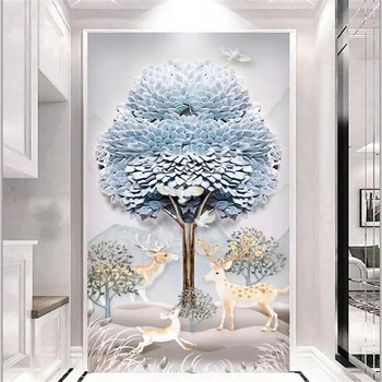 Пользовательские обои 3d фреска современный минималистичный рельефный стерео абстрактное дерево богатства декоративная роспись северного крыльца 8d обои