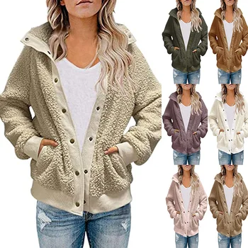 Женская куртка, пальто, зимнее теплое повседневное свободное плюшевое пальто в стиле пэчворк, осень-зима, женское пальто из искусственного меха из шерсти ягненка, верхняя одежда