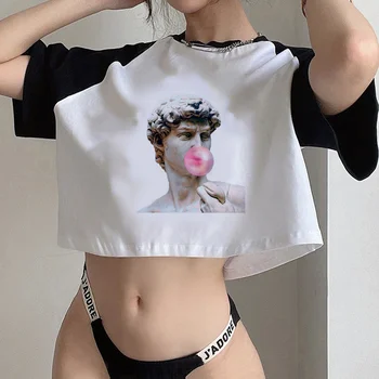 эмо фея гранж эстетичный укороченный топ женский yk2 Kawaii готическая футболка