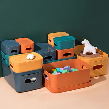 Штабелируемый ящик для хранения мелочей с крышкой, коробка для масок, косметический контейнер, корзина для хранения игрушек, домашний органайзер, хранение одежды
