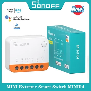 SONOFF MINIR4 WiFi Smart Switch 2-Полосное Управление Mini Extreme Smart Home Relay Поддержка R5 S-MATE Voice для Alexa Alice Google Home