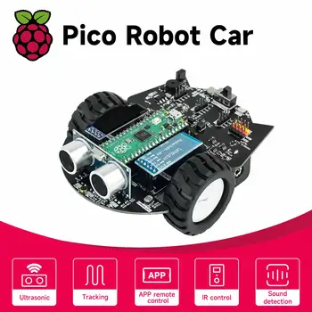 Автомобильный комплект Raspberry Pi Pico Robot Поддерживает программирование MicroPython, обучающие программируемые автомобильные игрушки для электронного проекта DIY