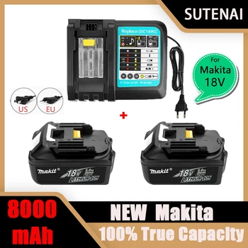100% Оригинальный Makita 18V 8000mAh Аккумуляторные Электроинструменты Makita Литий-ионная Аккумуляторная батарея Замена LXT BL1860B BL1860 BL1850