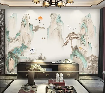 Масштабные фрески wellyu на заказ, Дом в горах Фучунь, китайский стиль, ручная роспись, мраморный пейзаж на фоне обоев