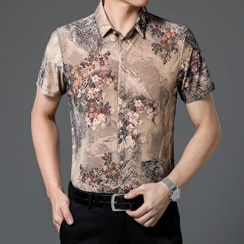 Мужская мода 2023 Летняя рубашка с коротким рукавом Гавайские пляжные повседневные рубашки с цветочным рисунком для мужчин Персонализированная праздничная блузка для ночного клуба