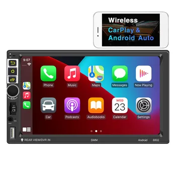 Универсальный автомобильный мультимедийный плеер с 7-дюймовым сенсорным экраном Bluetooth 5.0 с беспроводным Apple Carplay и Android Auto