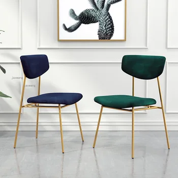 Современные Легкие Роскошные Обеденные стулья со спинкой для отдыха, Европейский стиль, Фланелевая подушка, Обеденный стул, Кухонная Мебель, Стул для макияжа