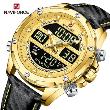 NAVIFORCE Спортивные часы Мужские люксового бренда Военные водонепроницаемые наручные часы с двойным дисплеем Мужские аналоговые кварцевые цифровые часы